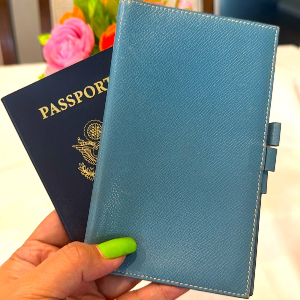 Authentic Hermès Blue Leather Wallet